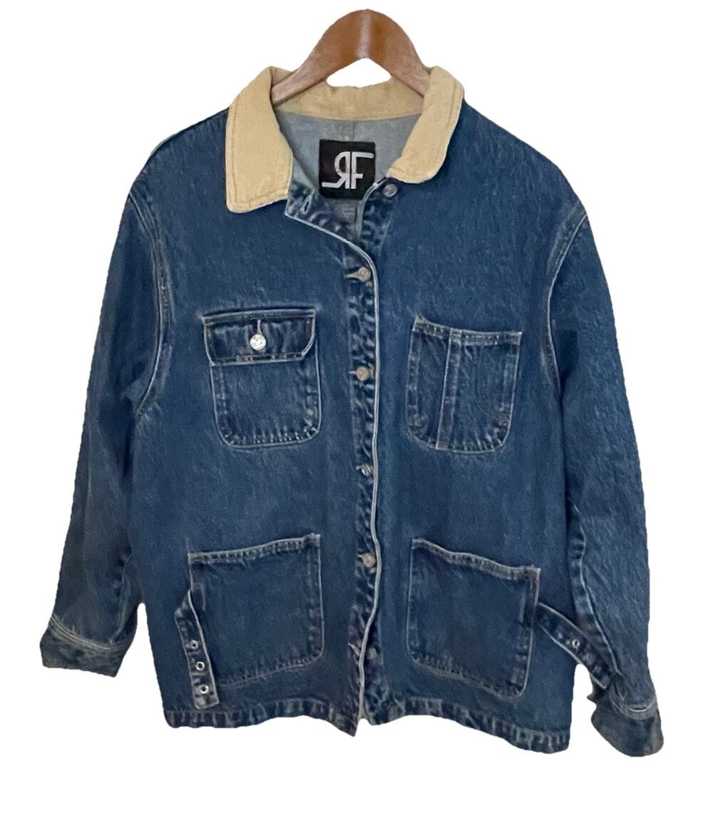VTG 80s Denim Jean Jacket Rafaella Denim Trucker Chore Jacket Oversized Large